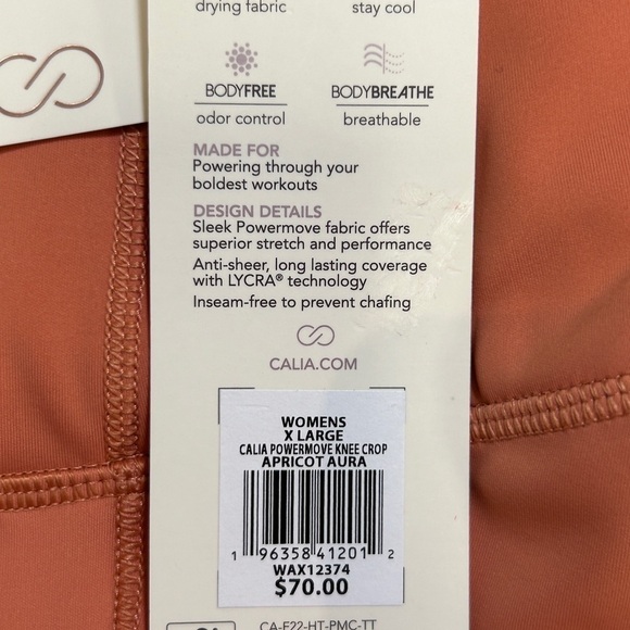 Calia Crop Leggings Women's Powermove Collection High-Rise Apricot size-XL NWT - Picture 6 of 7